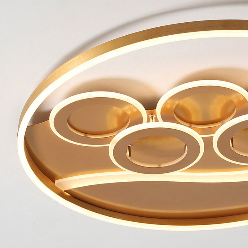 Ring Acrylic Flush Mount Light Postmodern Gold LED Ceiling Fixture in Warm Light/White Light/Remote Control Stepless Dimming Clearhalo 'Ceiling Lights' 'Close To Ceiling Lights' 'Close to ceiling' 'Flush mount' Lighting' 292108