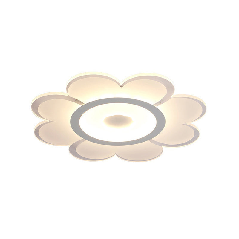 16.5"/20.5"/24.5" W White Flower Ceiling Lamp Contemporary LED Acrylic Flushmount in Warm/White/Remote Control Stepless Dimming Clearhalo 'Ceiling Lights' 'Close To Ceiling Lights' 'Close to ceiling' 'Flush mount' Lighting' 292127