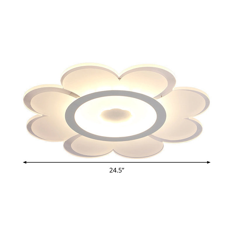 16.5"/20.5"/24.5" W White Flower Ceiling Lamp Contemporary LED Acrylic Flushmount in Warm/White/Remote Control Stepless Dimming Clearhalo 'Ceiling Lights' 'Close To Ceiling Lights' 'Close to ceiling' 'Flush mount' Lighting' 292130