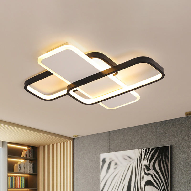 Traverse Metal Ceiling Mount Light 19.5"/23.5" W Modern LED Black and White Flush Lamp, Warm/White Light/Remote Control Stepless Dimming Black Clearhalo 'Ceiling Lights' 'Close To Ceiling Lights' 'Close to ceiling' 'Flush mount' Lighting' 292132