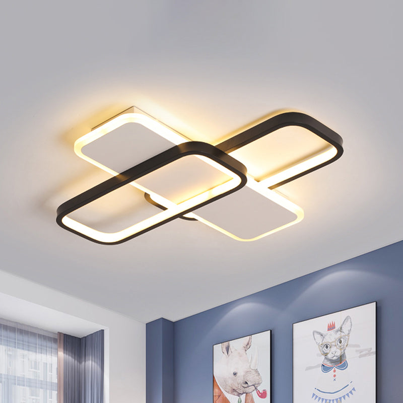 Traverse Metal Ceiling Mount Light 19.5"/23.5" W Modern LED Black and White Flush Lamp, Warm/White Light/Remote Control Stepless Dimming Clearhalo 'Ceiling Lights' 'Close To Ceiling Lights' 'Close to ceiling' 'Flush mount' Lighting' 292133