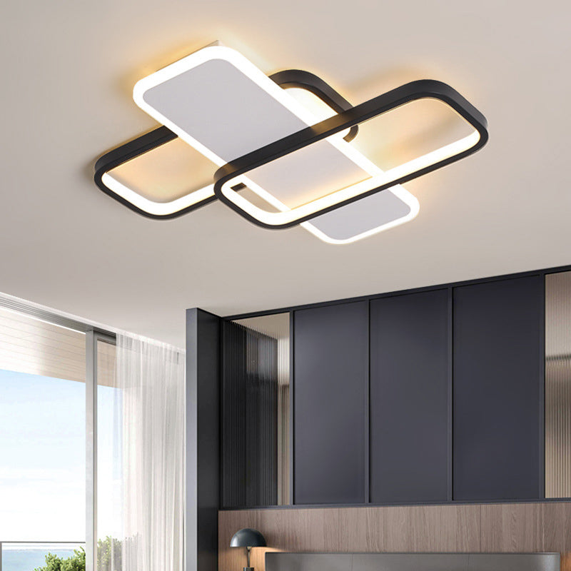 Traverse Metal Ceiling Mount Light 19.5"/23.5" W Modern LED Black and White Flush Lamp, Warm/White Light/Remote Control Stepless Dimming Clearhalo 'Ceiling Lights' 'Close To Ceiling Lights' 'Close to ceiling' 'Flush mount' Lighting' 292134