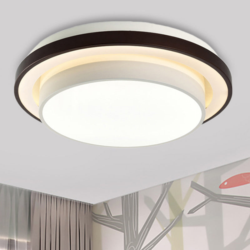 19.5"/31.5" Dia Round Iron Flush Light Contemporary LED Black and White Ceiling Lamp with Acrylic Diffuser in Third Gear Black-White 19.5" Clearhalo 'Ceiling Lights' 'Close To Ceiling Lights' 'Close to ceiling' 'Flush mount' Lighting' 292146