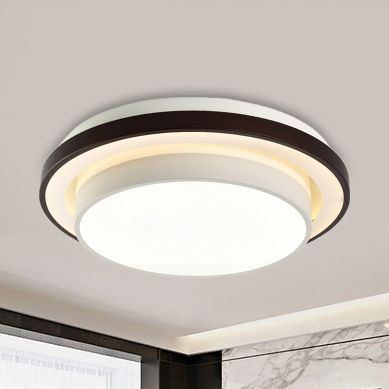 19.5"/31.5" Dia Round Iron Flush Light Contemporary LED Black and White Ceiling Lamp with Acrylic Diffuser in Third Gear Clearhalo 'Ceiling Lights' 'Close To Ceiling Lights' 'Close to ceiling' 'Flush mount' Lighting' 292147