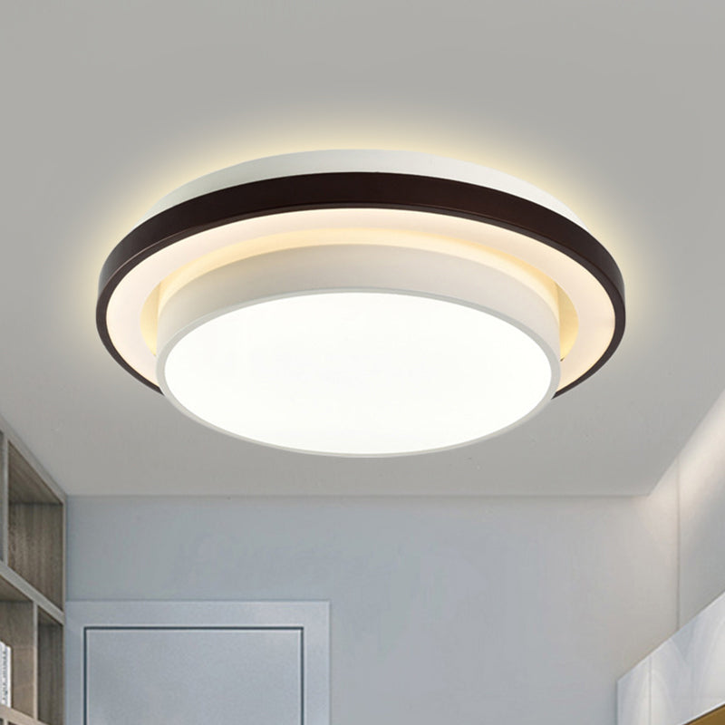 19.5"/31.5" Dia Round Iron Flush Light Contemporary LED Black and White Ceiling Lamp with Acrylic Diffuser in Third Gear Clearhalo 'Ceiling Lights' 'Close To Ceiling Lights' 'Close to ceiling' 'Flush mount' Lighting' 292148