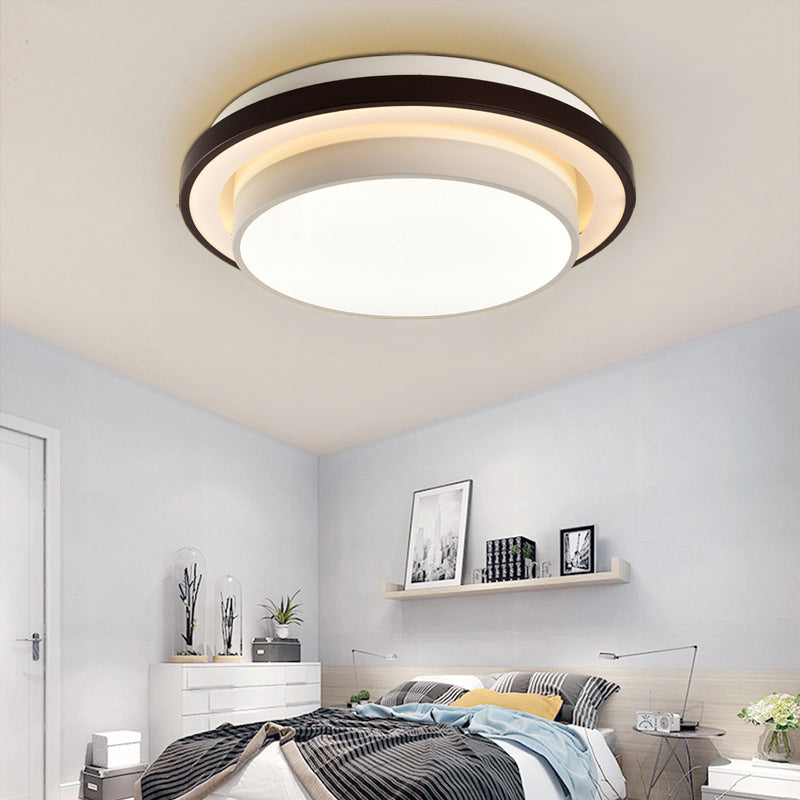 19.5"/31.5" Dia Round Iron Flush Light Contemporary LED Black and White Ceiling Lamp with Acrylic Diffuser in Third Gear Clearhalo 'Ceiling Lights' 'Close To Ceiling Lights' 'Close to ceiling' 'Flush mount' Lighting' 292149