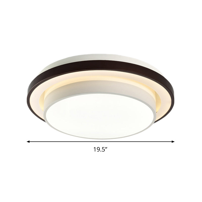 19.5"/31.5" Dia Round Iron Flush Light Contemporary LED Black and White Ceiling Lamp with Acrylic Diffuser in Third Gear Clearhalo 'Ceiling Lights' 'Close To Ceiling Lights' 'Close to ceiling' 'Flush mount' Lighting' 292151