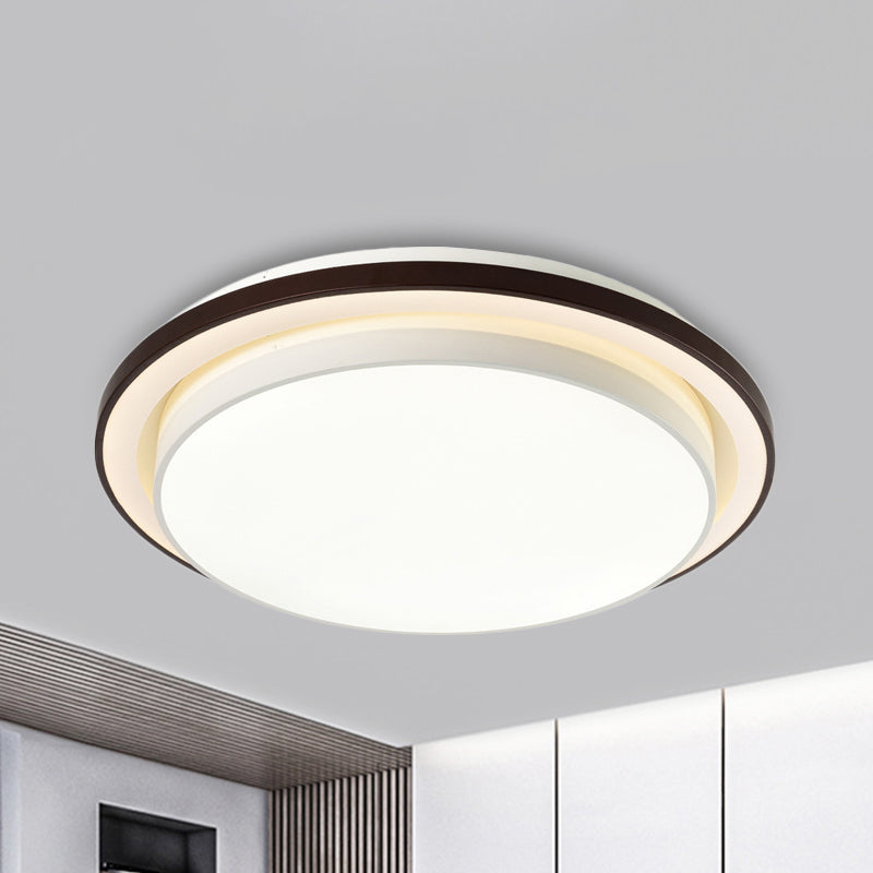 19.5"/31.5" Dia Round Iron Flush Light Contemporary LED Black and White Ceiling Lamp with Acrylic Diffuser in Third Gear Black-White 31.5" Clearhalo 'Ceiling Lights' 'Close To Ceiling Lights' 'Close to ceiling' 'Flush mount' Lighting' 292153