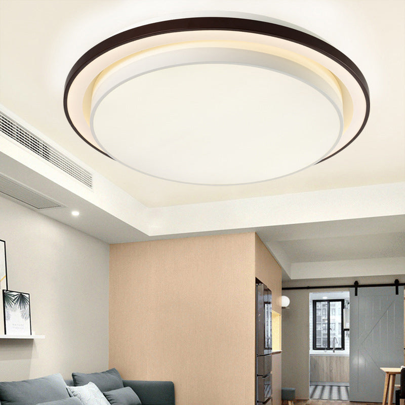 19.5"/31.5" Dia Round Iron Flush Light Contemporary LED Black and White Ceiling Lamp with Acrylic Diffuser in Third Gear Clearhalo 'Ceiling Lights' 'Close To Ceiling Lights' 'Close to ceiling' 'Flush mount' Lighting' 292155