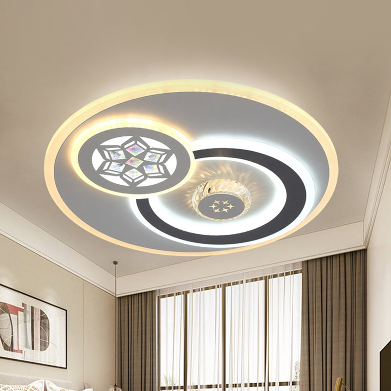 Modern Stylish Orbit Ceiling Light Faceted Crystal LED Bedroom Flush Mount Lamp in White Clearhalo 'Ceiling Lights' 'Close To Ceiling Lights' 'Close to ceiling' 'Flush mount' Lighting' 292168