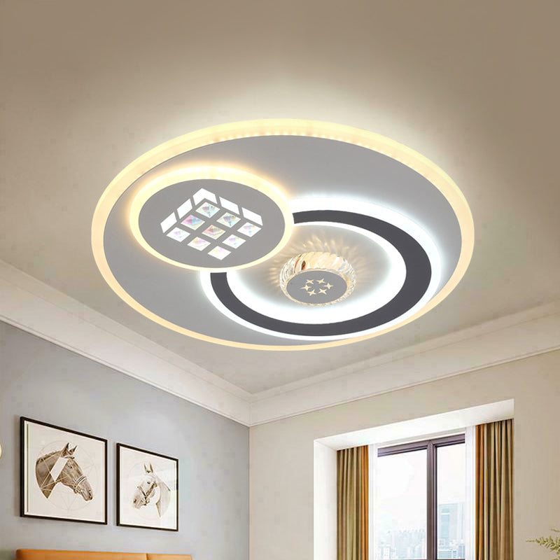 Modern Stylish Orbit Ceiling Light Faceted Crystal LED Bedroom Flush Mount Lamp in White Clearhalo 'Ceiling Lights' 'Close To Ceiling Lights' 'Close to ceiling' 'Flush mount' Lighting' 292169