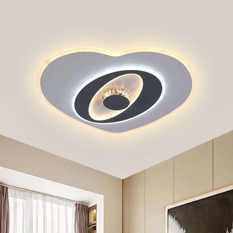 Acrylic Heart Shaped Flush Lighting Modernist LED Grey and White Ceiling Lamp, Third Gear Clearhalo 'Ceiling Lights' 'Close To Ceiling Lights' 'Close to ceiling' 'Flush mount' Lighting' 292175