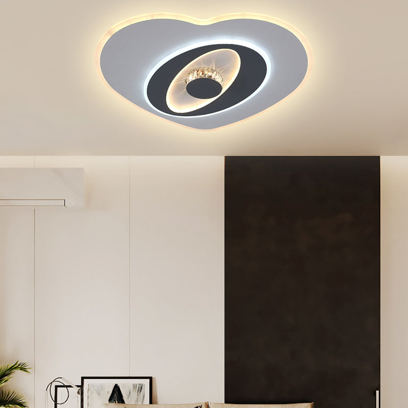 Acrylic Heart Shaped Flush Lighting Modernist LED Grey and White Ceiling Lamp, Third Gear Clearhalo 'Ceiling Lights' 'Close To Ceiling Lights' 'Close to ceiling' 'Flush mount' Lighting' 292176