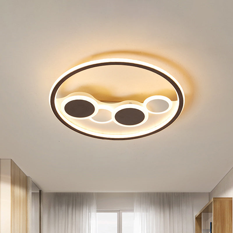 Circle Acrylic Flush Mount Lighting Modernism Coffee LED Ceiling Lamp in Warm Light/White Light/Remote Control Stepless Dimming, 18.5"/23" Wide Coffee Clearhalo 'Ceiling Lights' 'Close To Ceiling Lights' 'Close to ceiling' 'Flush mount' Lighting' 292180