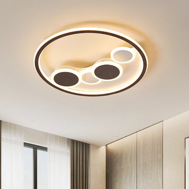 Circle Acrylic Flush Mount Lighting Modernism Coffee LED Ceiling Lamp in Warm Light/White Light/Remote Control Stepless Dimming, 18.5"/23" Wide Clearhalo 'Ceiling Lights' 'Close To Ceiling Lights' 'Close to ceiling' 'Flush mount' Lighting' 292181