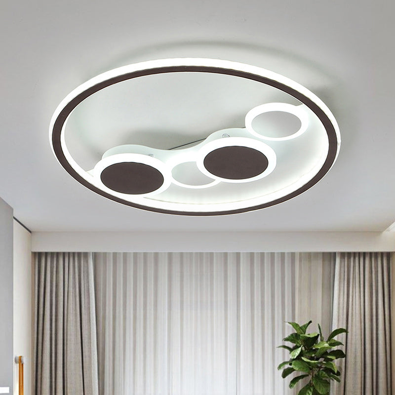 Circle Acrylic Flush Mount Lighting Modernism Coffee LED Ceiling Lamp in Warm Light/White Light/Remote Control Stepless Dimming, 18.5"/23" Wide Clearhalo 'Ceiling Lights' 'Close To Ceiling Lights' 'Close to ceiling' 'Flush mount' Lighting' 292183