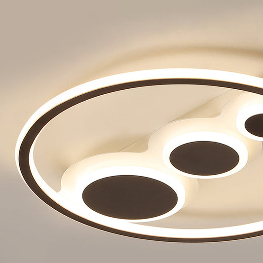 Coffee Round Ceiling Mounted Light Contemporary Acrylic 18.5"/23" Wide LED Flush Light, Warm Light/White Light/Remote Control Stepless Dimming Clearhalo 'Ceiling Lights' 'Close To Ceiling Lights' 'Close to ceiling' 'Flush mount' Lighting' 292195