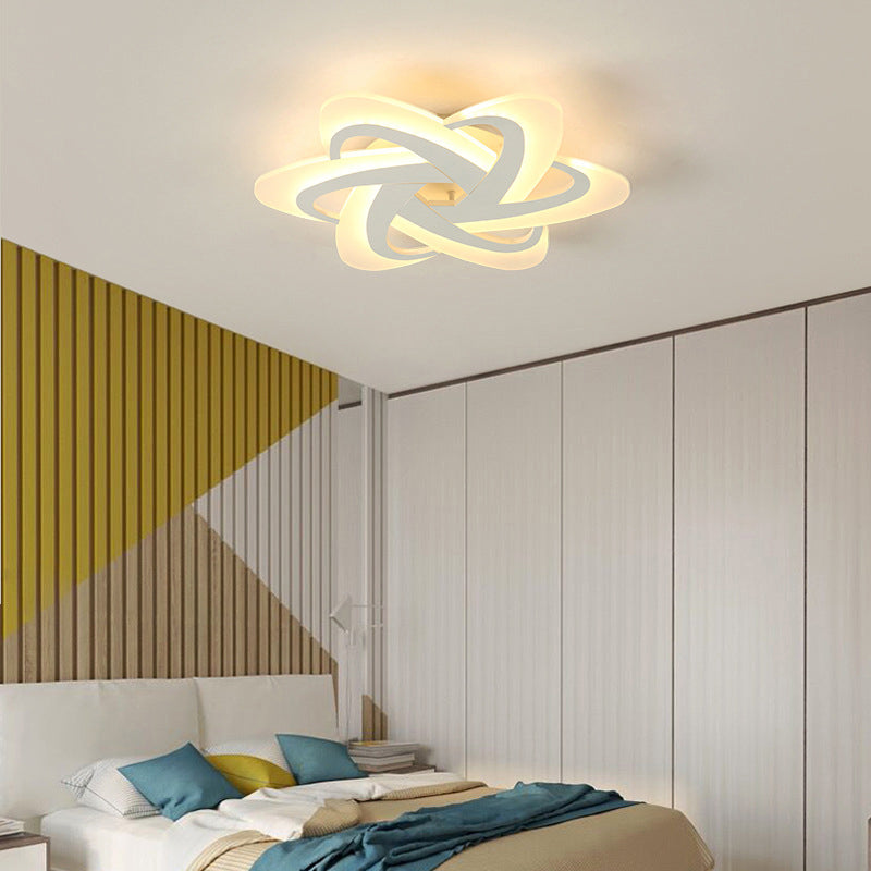 Acrylic Criss Cross Flush Mount Modernism White 18"/23" Wide LED Ceiling Light Fixture in Warm Light/White Light/Remote Control Stepless Dimming Clearhalo 'Ceiling Lights' 'Close To Ceiling Lights' 'Close to ceiling' 'Flush mount' Lighting' 292199