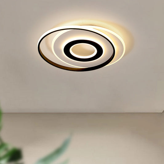 18"/21.5" Wide Black-White Circle Ceiling Light Modern Acrylic LED Flush Light Fixture in Warm/White Light Clearhalo 'Ceiling Lights' 'Close To Ceiling Lights' 'Close to ceiling' 'Flush mount' Lighting' 292206