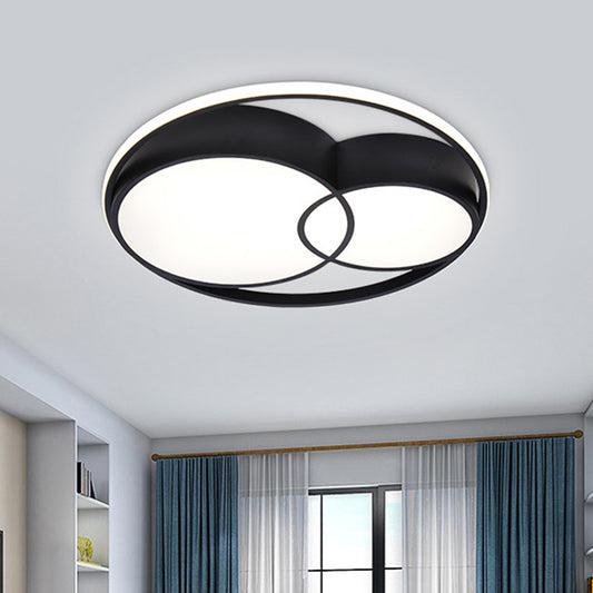 2-Drum Acrylic LED Flush Mount Light Nordic Style Black Ceiling Light Fixture in Warm/White/3 Color Light Black Clearhalo 'Ceiling Lights' 'Close To Ceiling Lights' 'Close to ceiling' 'Flush mount' Lighting' 292219