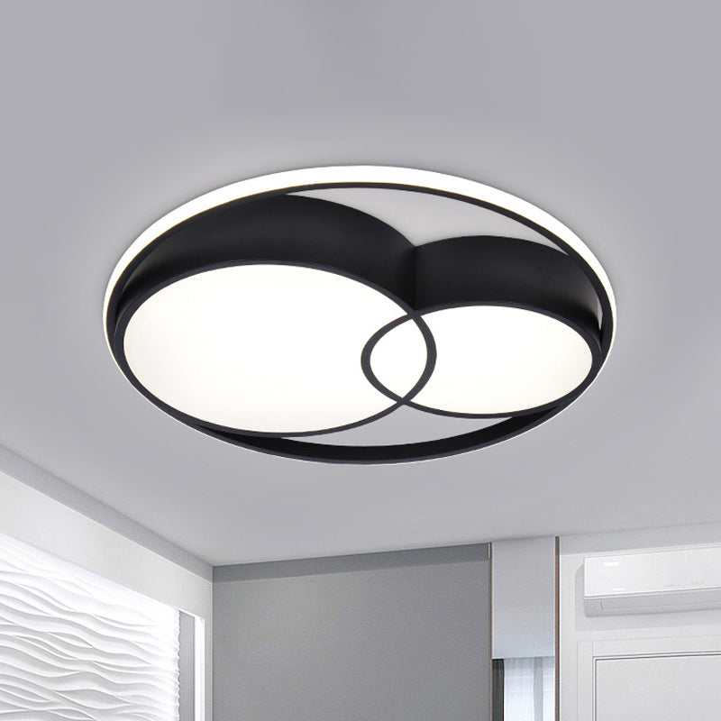 2-Drum Acrylic LED Flush Mount Light Nordic Style Black Ceiling Light Fixture in Warm/White/3 Color Light Clearhalo 'Ceiling Lights' 'Close To Ceiling Lights' 'Close to ceiling' 'Flush mount' Lighting' 292220