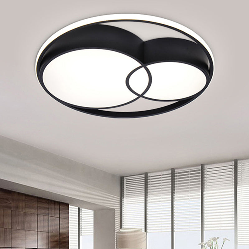 2-Drum Acrylic LED Flush Mount Light Nordic Style Black Ceiling Light Fixture in Warm/White/3 Color Light Clearhalo 'Ceiling Lights' 'Close To Ceiling Lights' 'Close to ceiling' 'Flush mount' Lighting' 292221