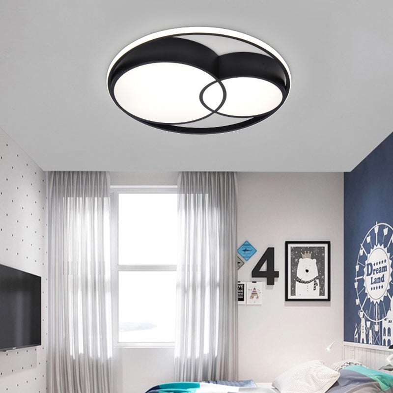 2-Drum Acrylic LED Flush Mount Light Nordic Style Black Ceiling Light Fixture in Warm/White/3 Color Light Clearhalo 'Ceiling Lights' 'Close To Ceiling Lights' 'Close to ceiling' 'Flush mount' Lighting' 292222