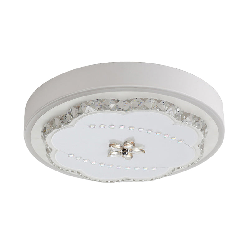 Modern Stylish LED Ceiling Lamp Bevel Cut Crystal Shade White Floral Flushmount Lighting Clearhalo 'Ceiling Lights' 'Close To Ceiling Lights' 'Close to ceiling' 'Flush mount' Lighting' 292230