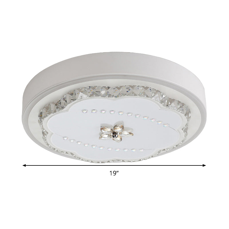 Modern Stylish LED Ceiling Lamp Bevel Cut Crystal Shade White Floral Flushmount Lighting Clearhalo 'Ceiling Lights' 'Close To Ceiling Lights' 'Close to ceiling' 'Flush mount' Lighting' 292231