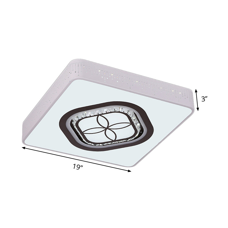 Beveled K9 Crystal Square Flush Light Contemporary LED White Ceiling Lamp Kit in Third Gear Clearhalo 'Ceiling Lights' 'Close To Ceiling Lights' 'Close to ceiling' 'Flush mount' Lighting' 292244