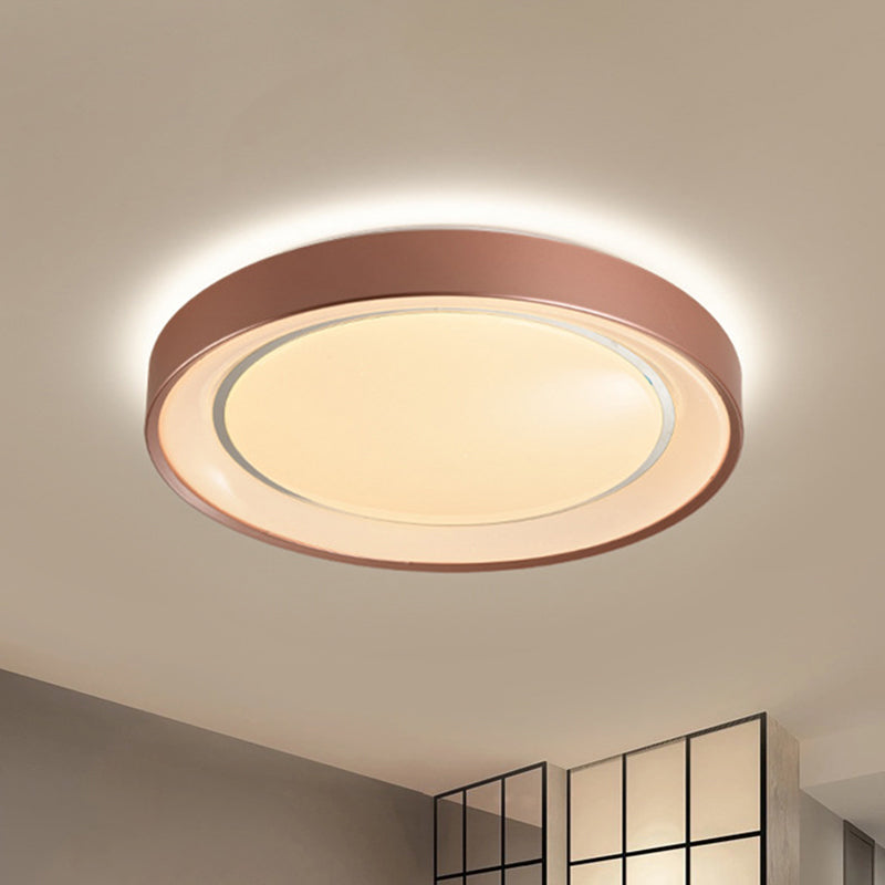 Champagne Disc Flush Mount Lamp 19.5" Dia Simplicity Metallic LED Ceiling Flush Light Champagne Clearhalo 'Ceiling Lights' 'Close To Ceiling Lights' 'Close to ceiling' 'Flush mount' Lighting' 292246