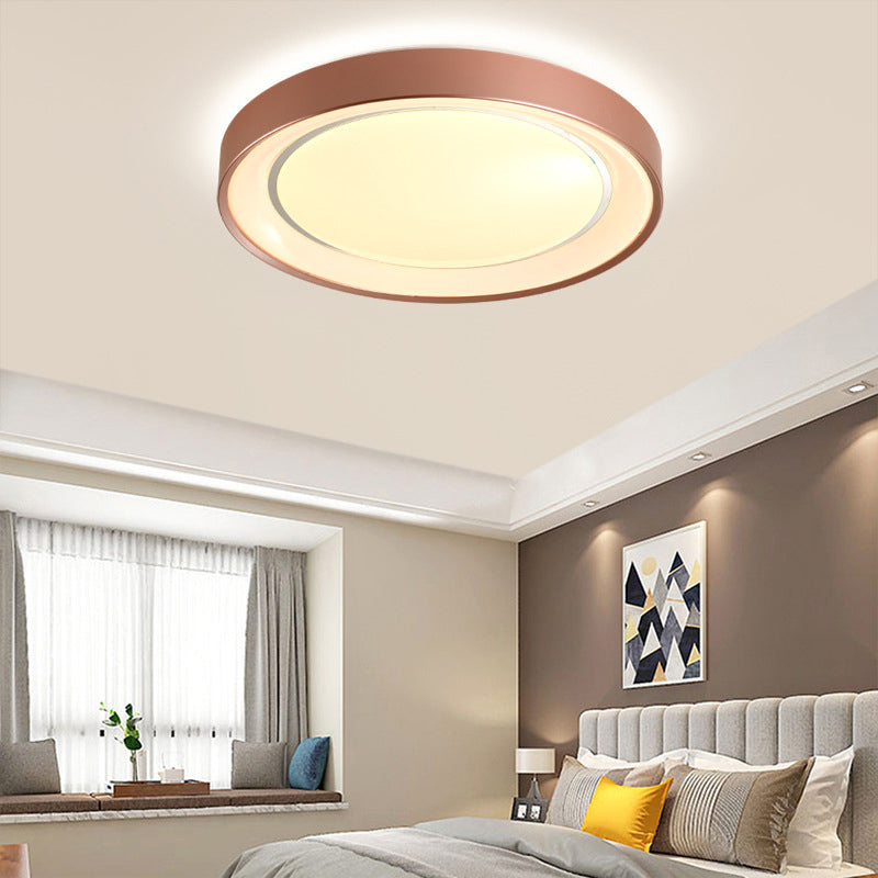 Champagne Disc Flush Mount Lamp 19.5" Dia Simplicity Metallic LED Ceiling Flush Light Clearhalo 'Ceiling Lights' 'Close To Ceiling Lights' 'Close to ceiling' 'Flush mount' Lighting' 292249