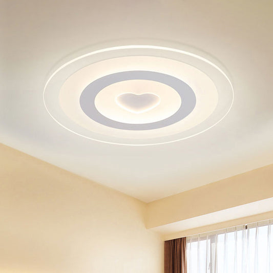 Modern Heart Design Ceiling Lamp Ultrathin Acrylic LED White Flush Mount in Warm/White/Inner Warm Outer White Light White Warm Clearhalo 'Ceiling Lights' 'Close To Ceiling Lights' 'Close to ceiling' 'Flush mount' Lighting' 292266