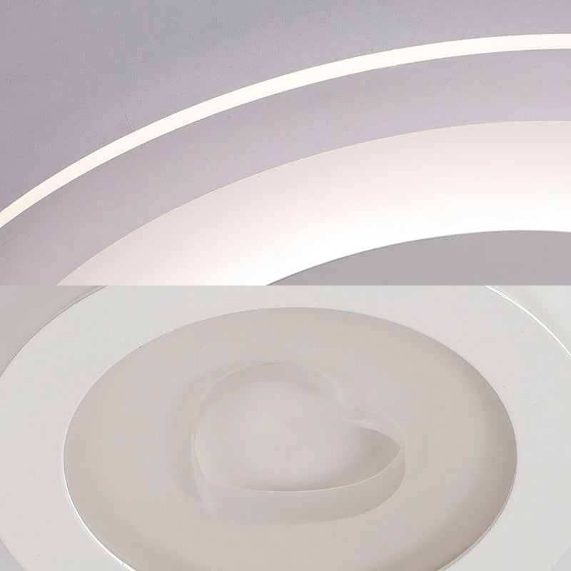 Modern Heart Design Ceiling Lamp Ultrathin Acrylic LED White Flush Mount in Warm/White/Inner Warm Outer White Light Clearhalo 'Ceiling Lights' 'Close To Ceiling Lights' 'Close to ceiling' 'Flush mount' Lighting' 292271