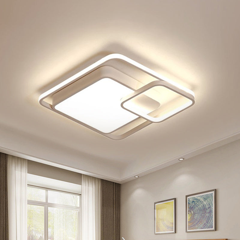 16"/19"/35.5" W White Rectangle Ceiling Light High Penetrated Acrylic LED Modern Flushmount in Warm/White/3 Color Light Clearhalo 'Ceiling Lights' 'Close To Ceiling Lights' 'Close to ceiling' 'Flush mount' Lighting' 292279