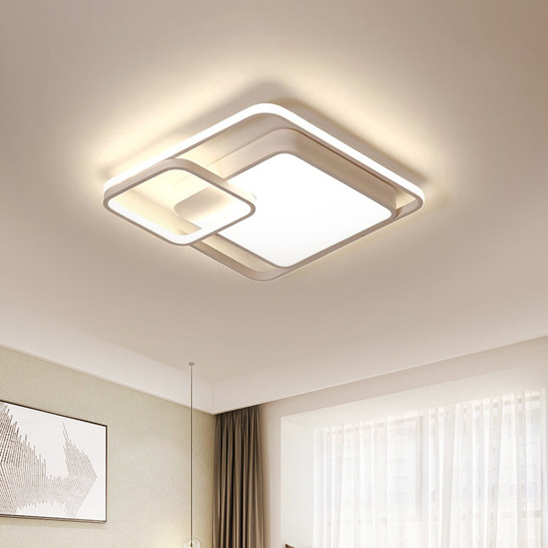 16"/19"/35.5" W White Rectangle Ceiling Light High Penetrated Acrylic LED Modern Flushmount in Warm/White/3 Color Light Clearhalo 'Ceiling Lights' 'Close To Ceiling Lights' 'Close to ceiling' 'Flush mount' Lighting' 292280
