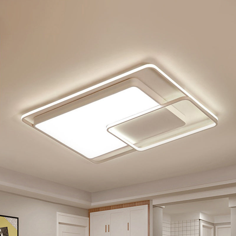 16"/19"/35.5" W White Rectangle Ceiling Light High Penetrated Acrylic LED Modern Flushmount in Warm/White/3 Color Light White 35.5" Clearhalo 'Ceiling Lights' 'Close To Ceiling Lights' 'Close to ceiling' 'Flush mount' Lighting' 292286