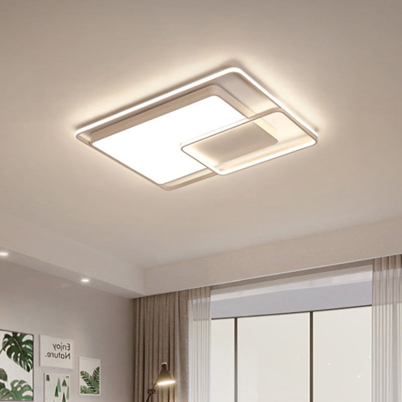 16"/19"/35.5" W White Rectangle Ceiling Light High Penetrated Acrylic LED Modern Flushmount in Warm/White/3 Color Light Clearhalo 'Ceiling Lights' 'Close To Ceiling Lights' 'Close to ceiling' 'Flush mount' Lighting' 292287