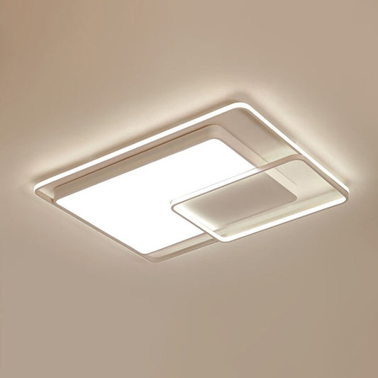 16"/19"/35.5" W White Rectangle Ceiling Light High Penetrated Acrylic LED Modern Flushmount in Warm/White/3 Color Light Clearhalo 'Ceiling Lights' 'Close To Ceiling Lights' 'Close to ceiling' 'Flush mount' Lighting' 292288