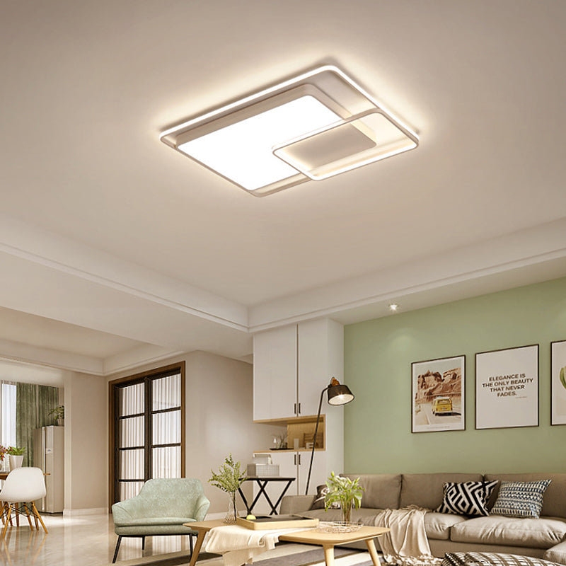 16"/19"/35.5" W White Rectangle Ceiling Light High Penetrated Acrylic LED Modern Flushmount in Warm/White/3 Color Light Clearhalo 'Ceiling Lights' 'Close To Ceiling Lights' 'Close to ceiling' 'Flush mount' Lighting' 292289