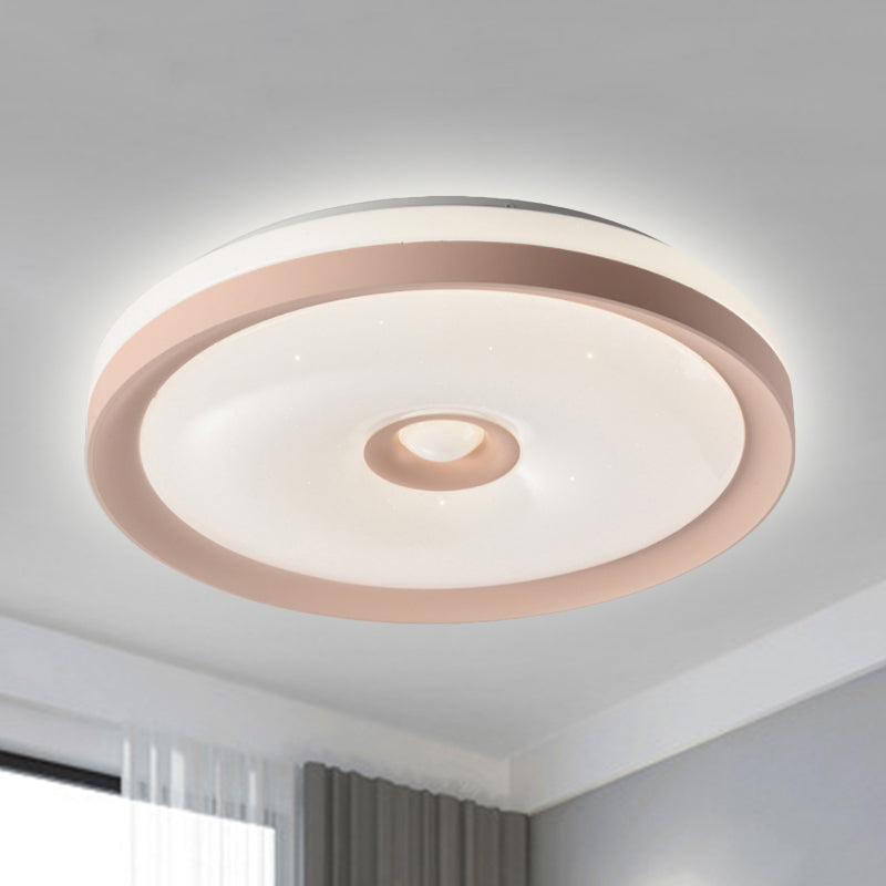 Macaron Grey/Pink/Brown Round Flush Light High Penetrated Acrylic LED Ceiling Mount Lamp in Third Gear Pink Clearhalo 'Ceiling Lights' 'Close To Ceiling Lights' 'Close to ceiling' Lighting' 292299