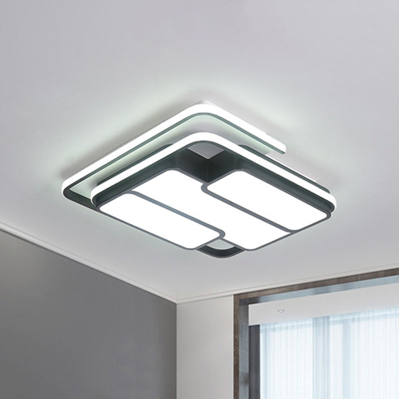 16"/19.5" W Square Metal Flush Lighting Contemporary LED Black Ceiling Light in Remote Control Stepless Dimming/White Light Clearhalo 'Ceiling Lights' 'Close To Ceiling Lights' 'Close to ceiling' 'Flush mount' Lighting' 292318