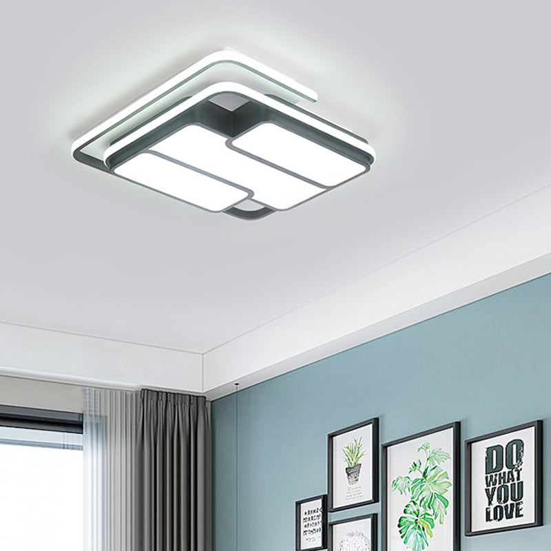 16"/19.5" W Square Metal Flush Lighting Contemporary LED Black Ceiling Light in Remote Control Stepless Dimming/White Light Clearhalo 'Ceiling Lights' 'Close To Ceiling Lights' 'Close to ceiling' 'Flush mount' Lighting' 292320