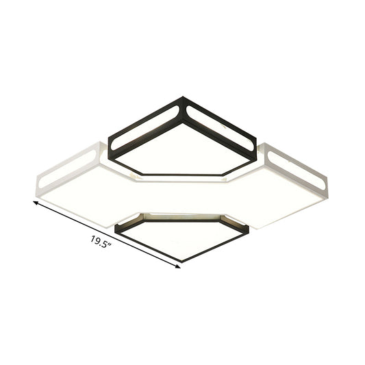 Black and White Square Box Flush Lamp Modernity LED Acrylic Ceiling Light Fixture in White/3 Color Light Clearhalo 'Ceiling Lights' 'Close To Ceiling Lights' 'Close to ceiling' 'Flush mount' Lighting' 292336