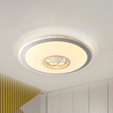 Convex Round Flush Mount Ceiling Light Minimalist Clear Crystal LED Indoor Lighting in White with Rose Design Clearhalo 'Ceiling Lights' 'Close To Ceiling Lights' 'Close to ceiling' 'Flush mount' Lighting' 292338