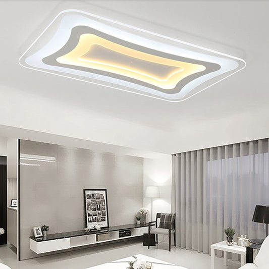 White Thin Rectangular Flush Mount Light Contemporary LED Acrylic Ceiling Light Fixture in Warm/White Light Clearhalo 'Ceiling Lights' 'Close To Ceiling Lights' 'Close to ceiling' 'Flush mount' Lighting' 292353