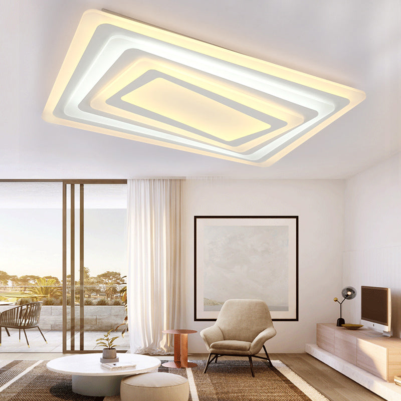 Modern Style LED Ceiling Light Ultrathin Acrylic Shade White Spiral Rectangle Flushmount in Warm/White Light Clearhalo 'Ceiling Lights' 'Close To Ceiling Lights' 'Close to ceiling' 'Flush mount' Lighting' 292359