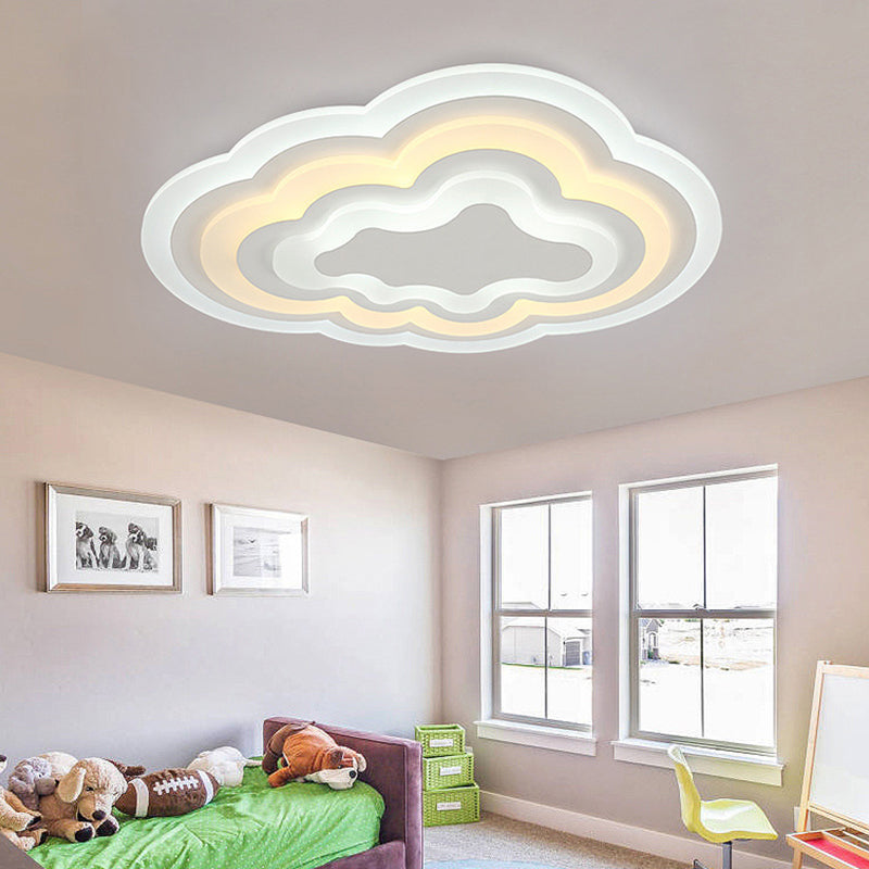 15"/18"/23.5" W Acrylic Cloud Flush Light Minimalist LED White Indoor Light Fixture in Warm/White Light White Clearhalo 'Ceiling Lights' 'Close To Ceiling Lights' 'Close to ceiling' 'Flush mount' Lighting' 292363