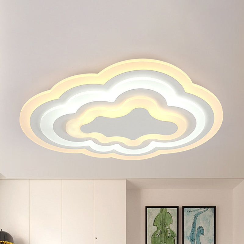 15"/18"/23.5" W Acrylic Cloud Flush Light Minimalist LED White Indoor Light Fixture in Warm/White Light Clearhalo 'Ceiling Lights' 'Close To Ceiling Lights' 'Close to ceiling' 'Flush mount' Lighting' 292364