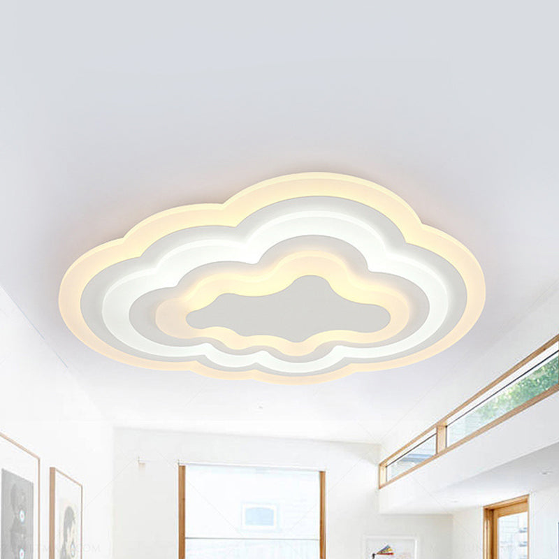 15"/18"/23.5" W Acrylic Cloud Flush Light Minimalist LED White Indoor Light Fixture in Warm/White Light Clearhalo 'Ceiling Lights' 'Close To Ceiling Lights' 'Close to ceiling' 'Flush mount' Lighting' 292365